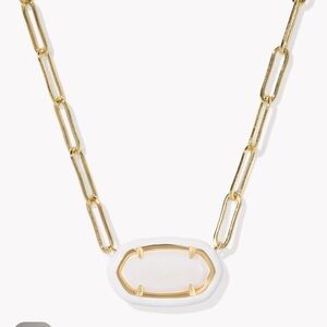 Kendra Scott Elisa Enamel frame Gold Necklace with White Stone